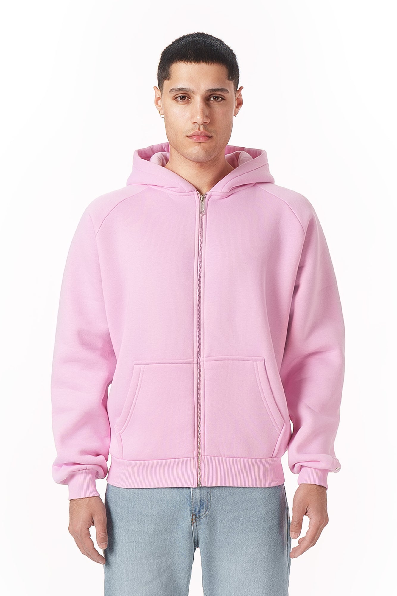 Raglan Zip Hoodie Pink Rosa Zip Hoodie