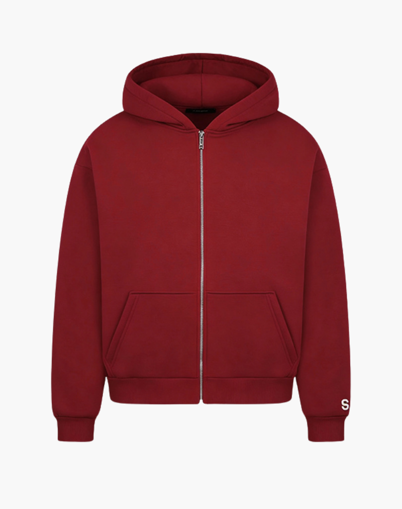 BASIC ZIP-HOODIE (BURGUNDY) STATEMENT