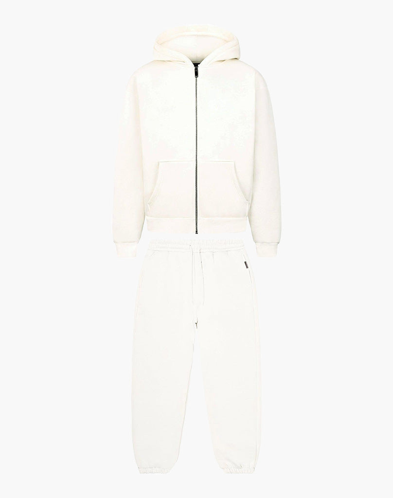 BASIC ZIPPER + BASIC JOGGER (CREAM WHITE) Tracksuits Statement Clo