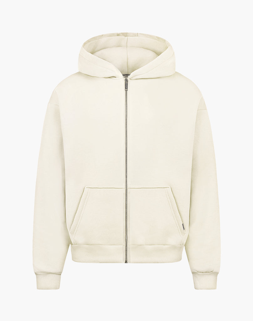 HEAVY BASIC ZIP-HOODIE (CREAM WHITE)