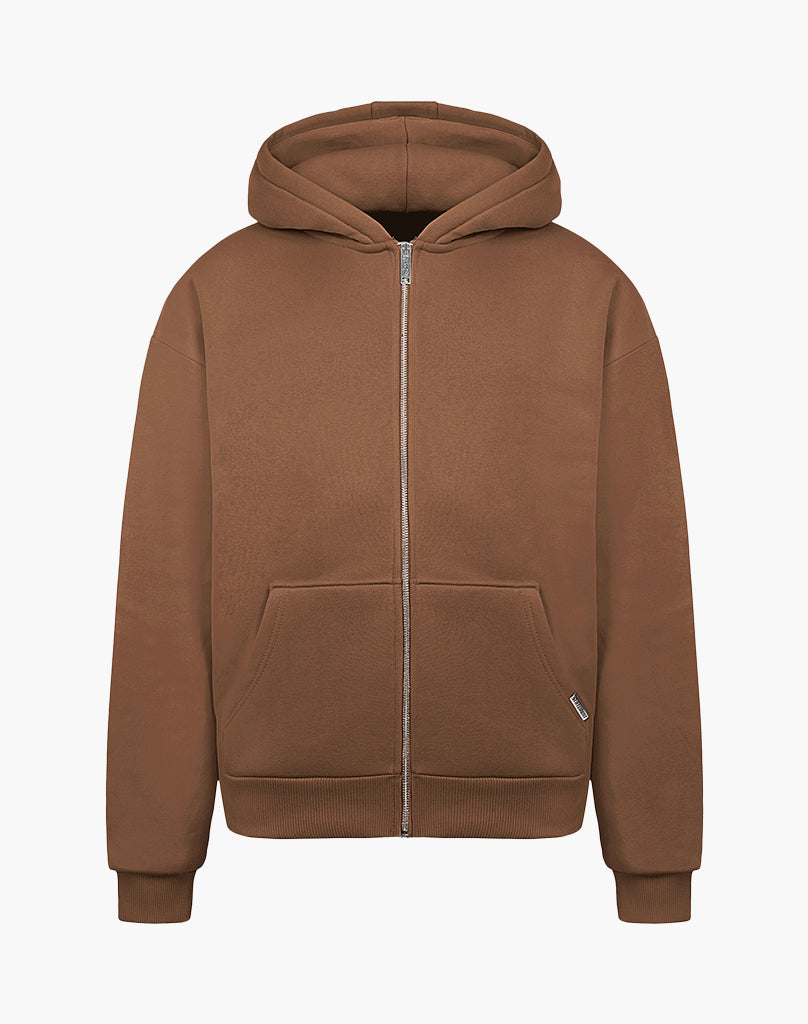 HEAVY BASIC ZIP-HOODIE (COFFEE BROWN)