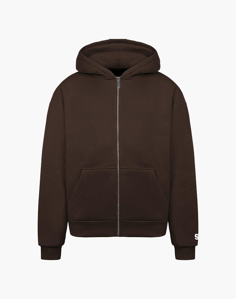 BASIC ZIP-HOODIE (BROWN)