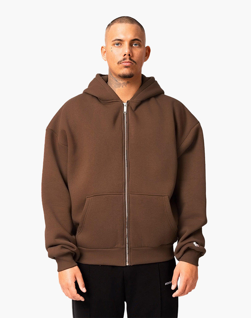 BASIC ZIP-HOODIE (COFFEE BROWN)