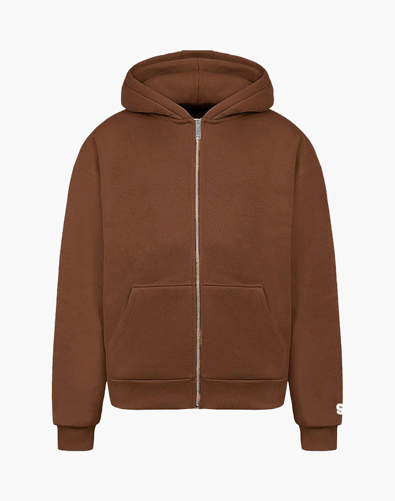 BASIC ZIP-HOODIE (COFFEE BROWN)