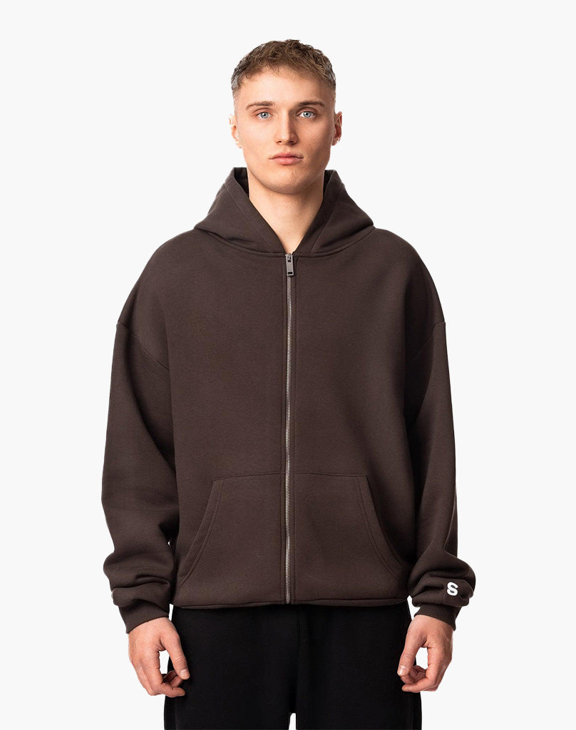 BASIC ZIP-HOODIE (BROWN)