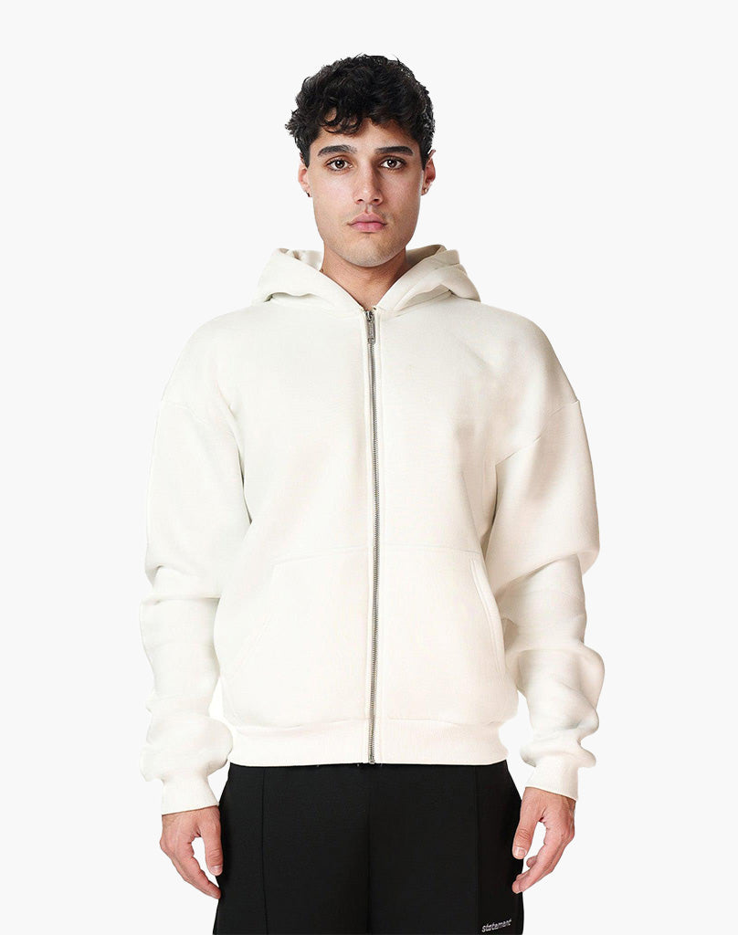 BASIC ZIP-HOODIE (CREAM WHITE)