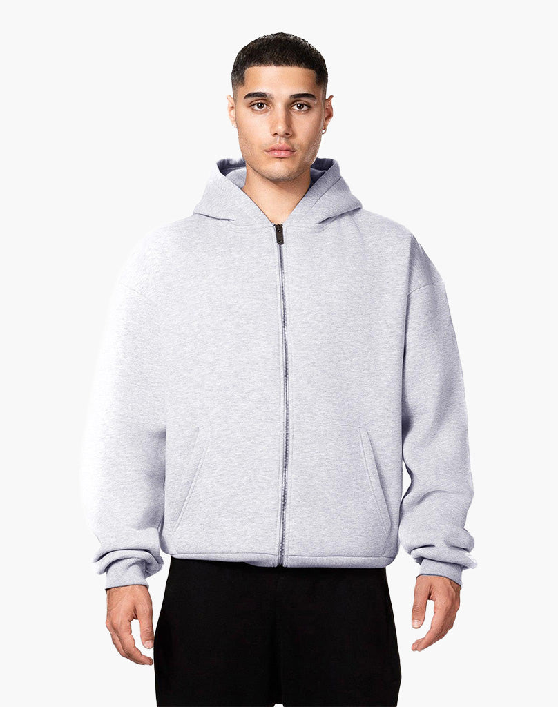 BASIC ZIP-HOODIE (GREY MELANGE)