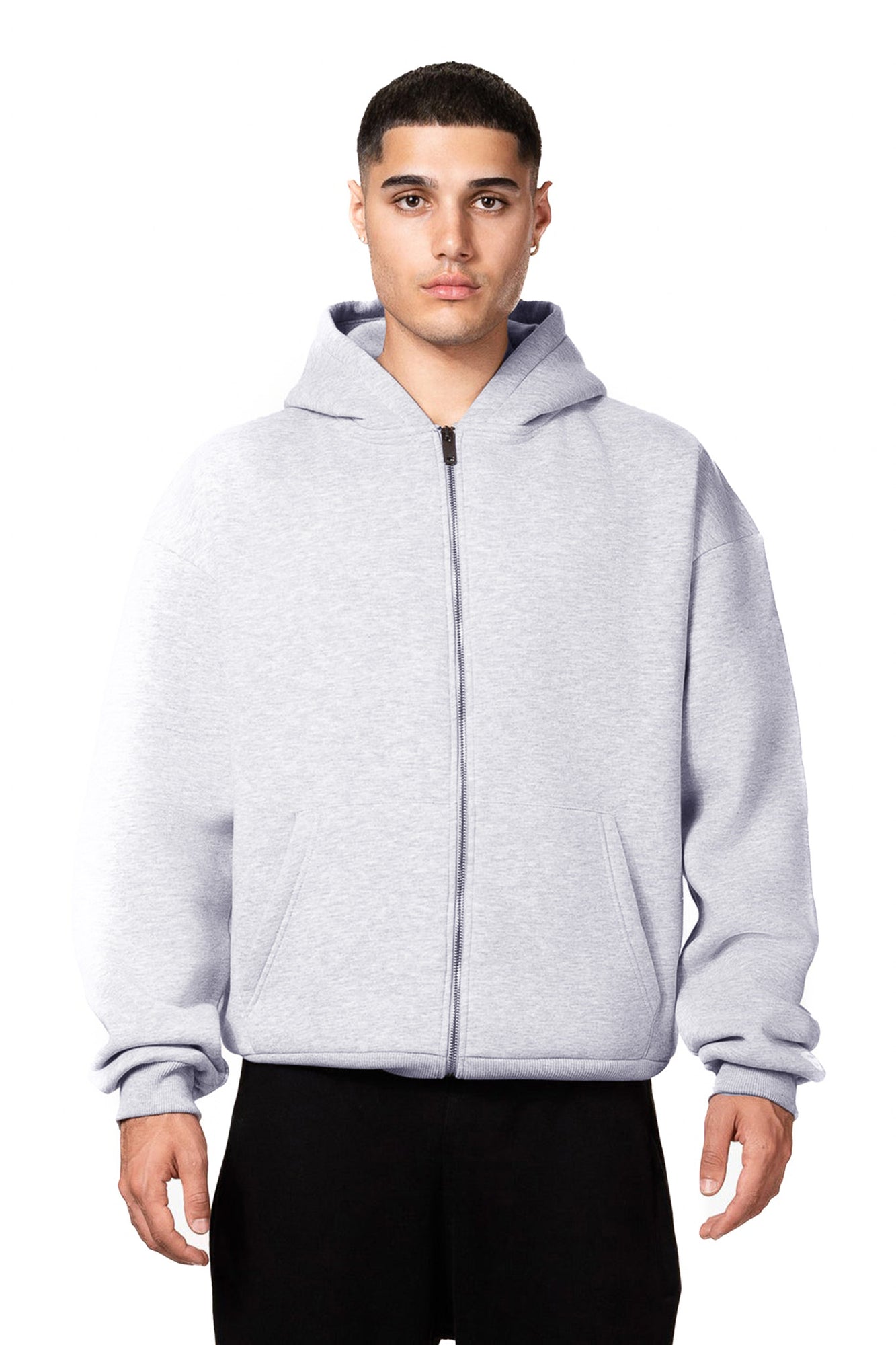 BASIC ZIP-HOODIE (GREY MELANGE)