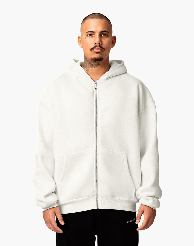 INITIAL ZIP-HOODIE (CREAM WHITE) Hoodie STATEMENT
