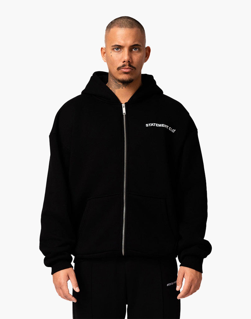 INITIAL ZIP-HOODIE (BLACK)