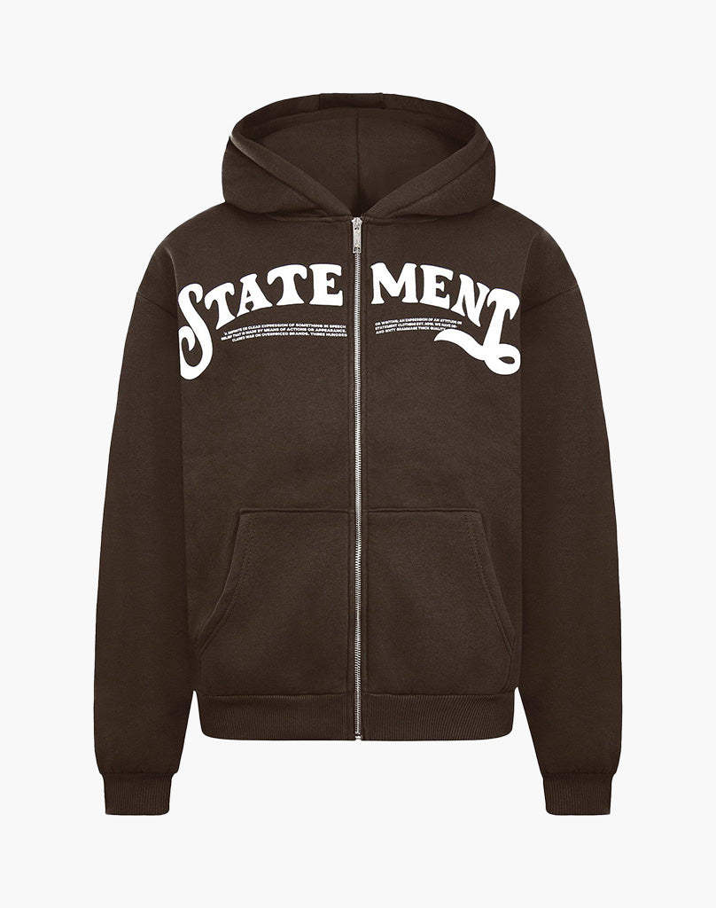 STATEMENT ZIP-HOODIE (BROWN)