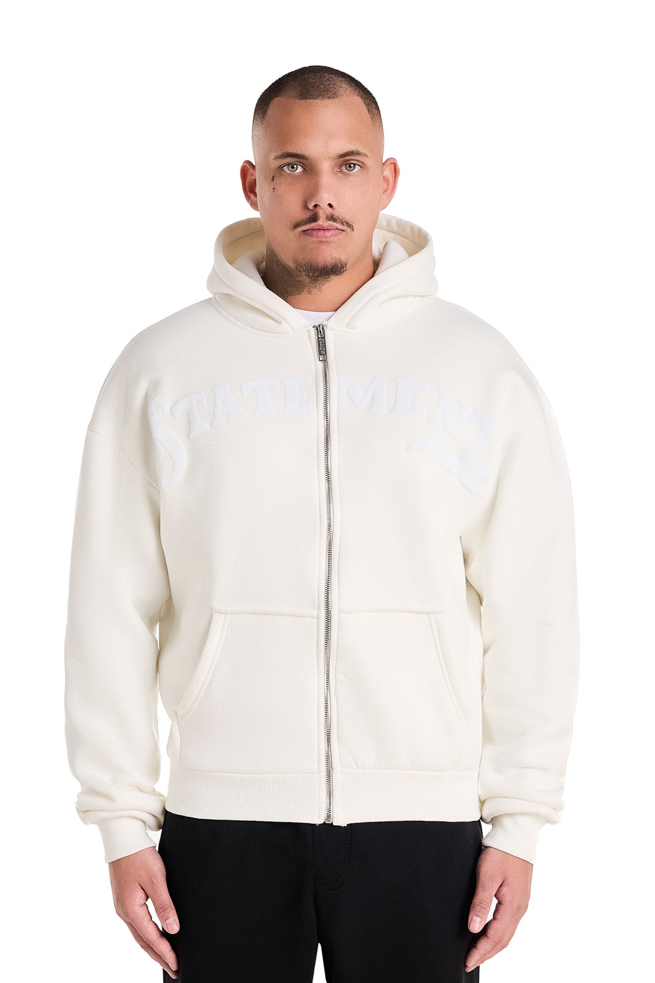 STATEMENT ZIP-HOODIE (CREAM WHITE)