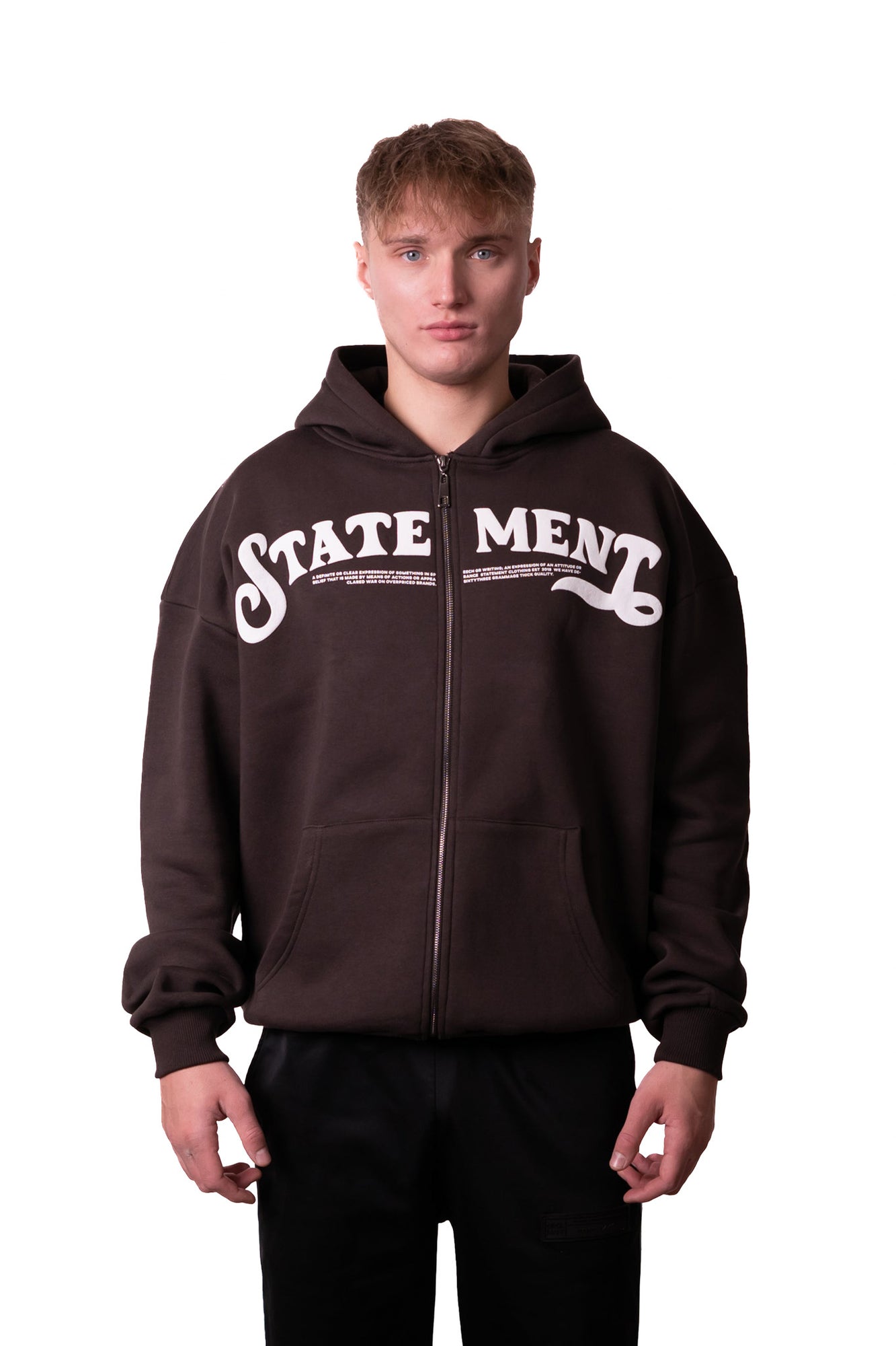 STATEMENT ZIP-HOODIE (BROWN)