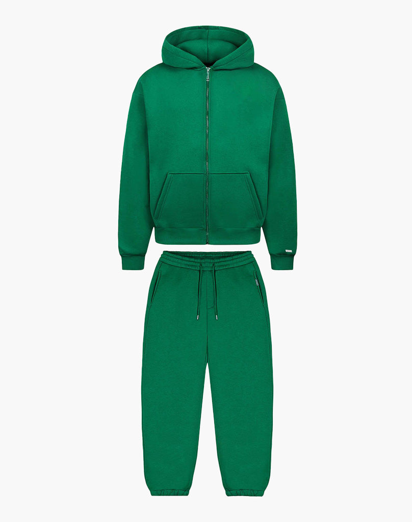 BASIC ZIPPER + BASIC JOGGER (WOOD GREEN) Tracksuits Statement Clo