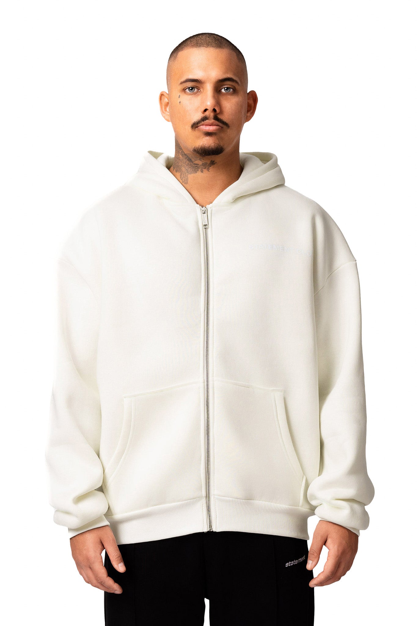 INITIAL ZIP-HOODIE (CREAM WHITE)