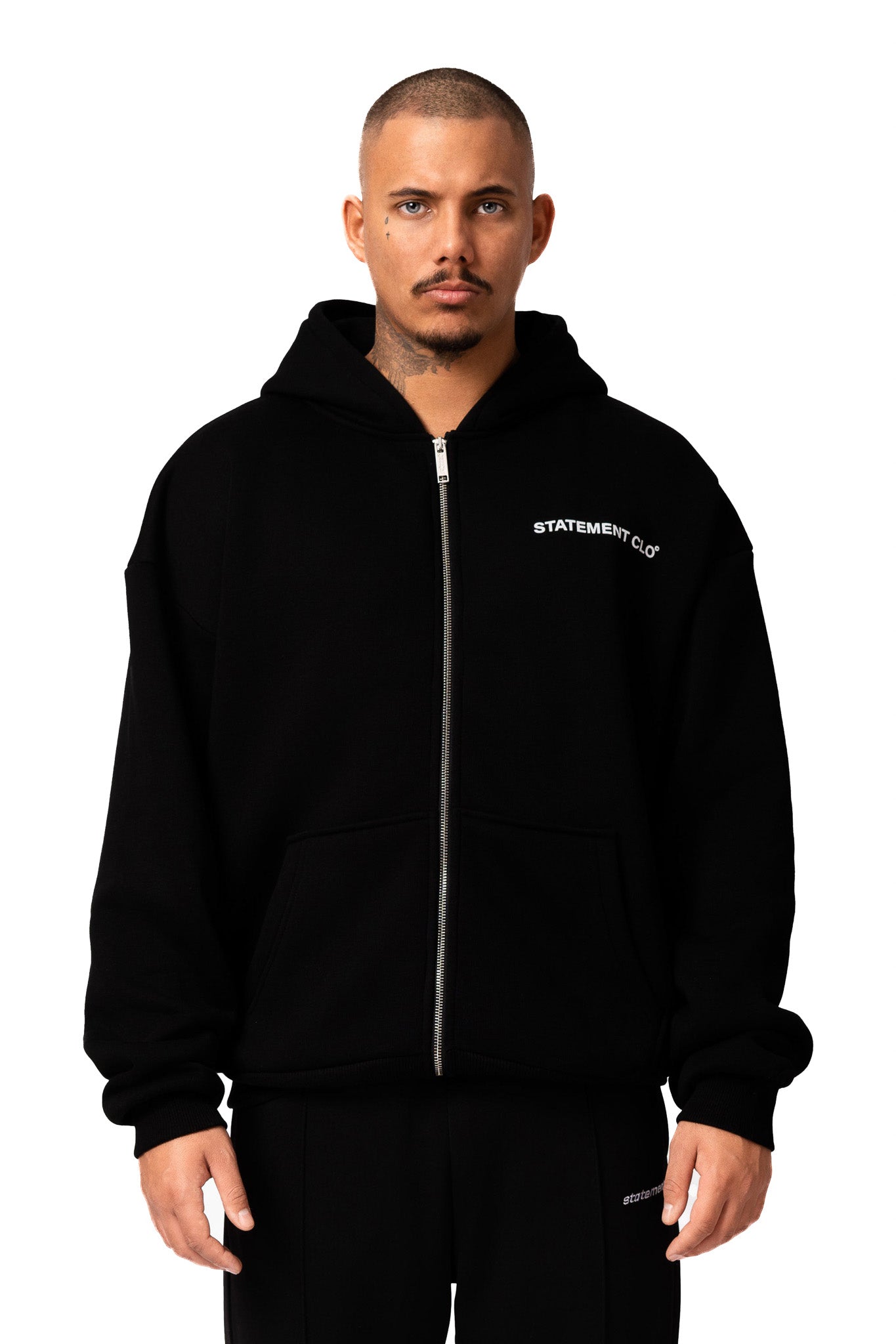 INITIAL ZIP-HOODIE (BLACK)