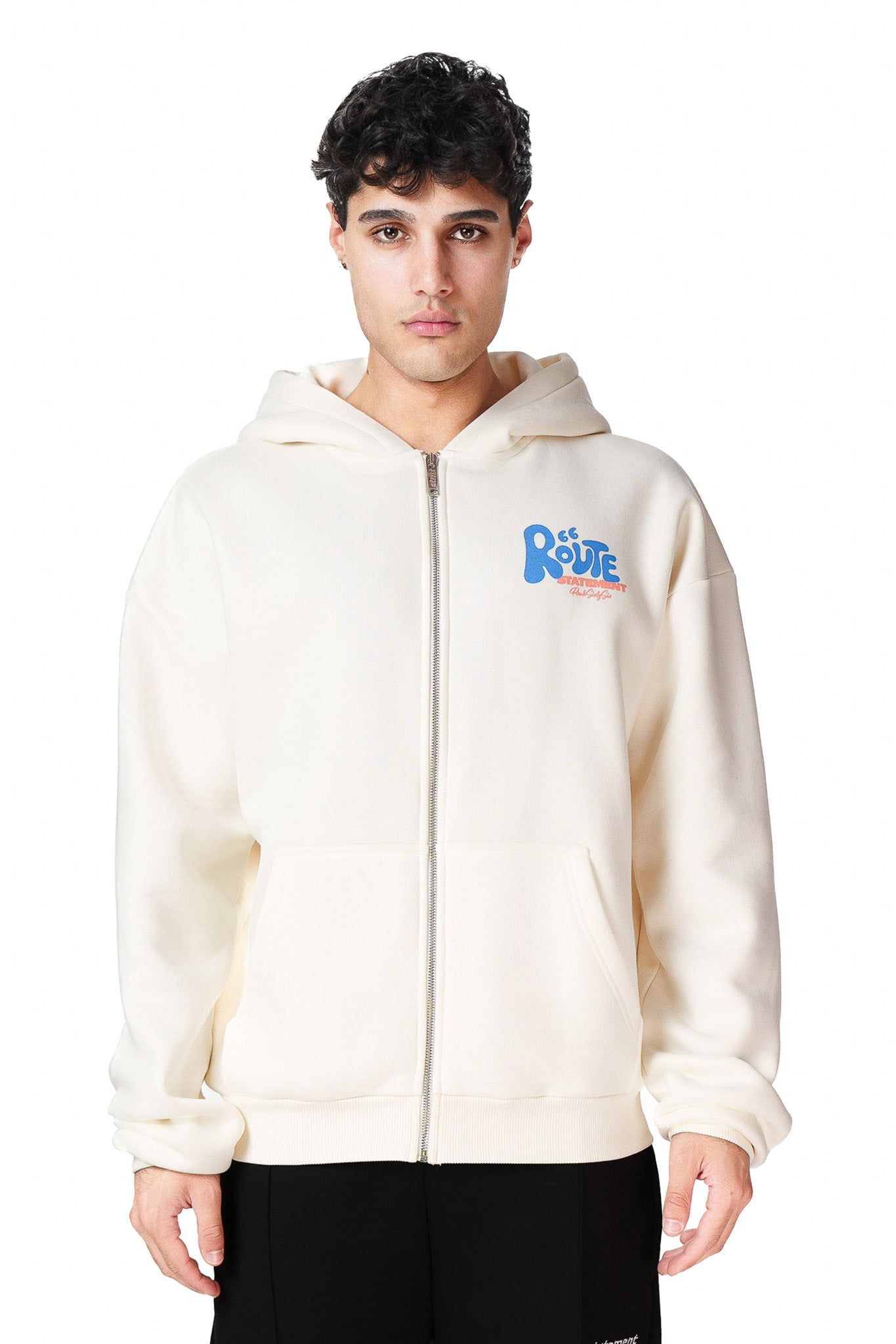 ROUTE 66 ZIP-HOODIE (CREAM WHITE)